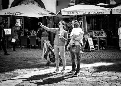 a woman taking a selfie with a child