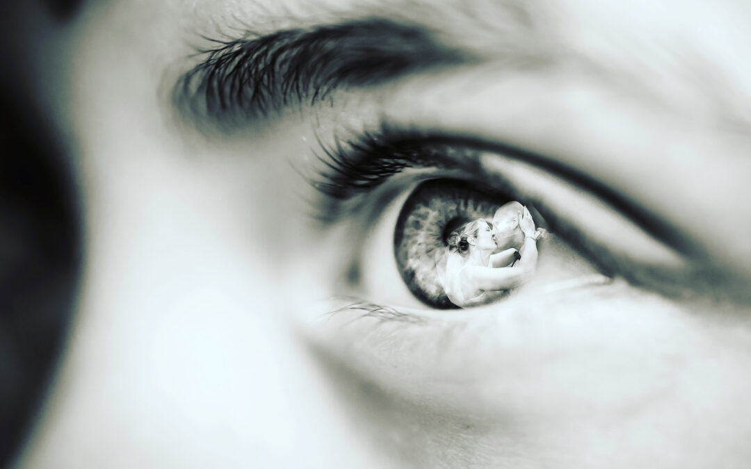 a close up of a person's eye